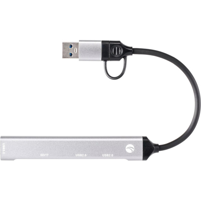 Адаптер TypeC+adapter-->USB3.0+2USB2,0+SD+TF, VCOM <DH297> VCOM DH297