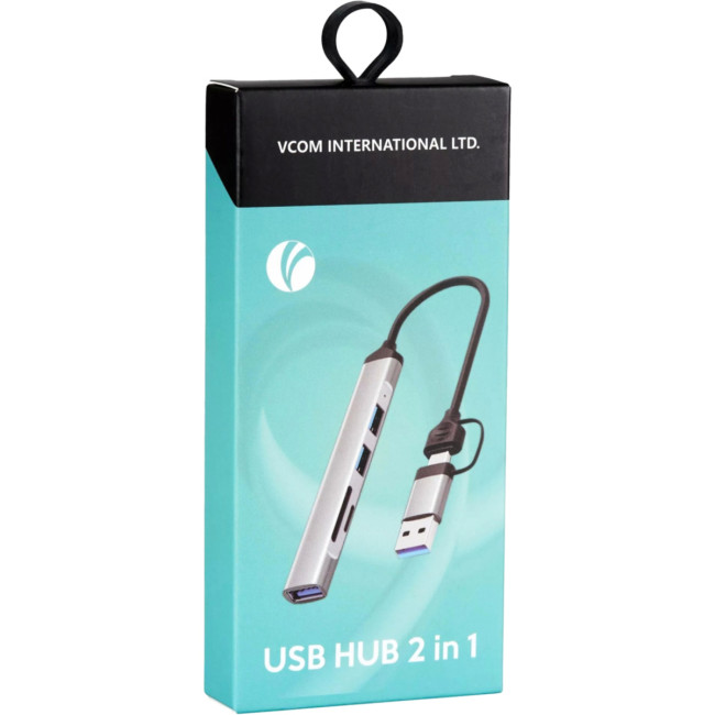 Адаптер TypeC+adapter-->USB3.0+2USB2,0+SD+TF, VCOM <DH297> VCOM DH297