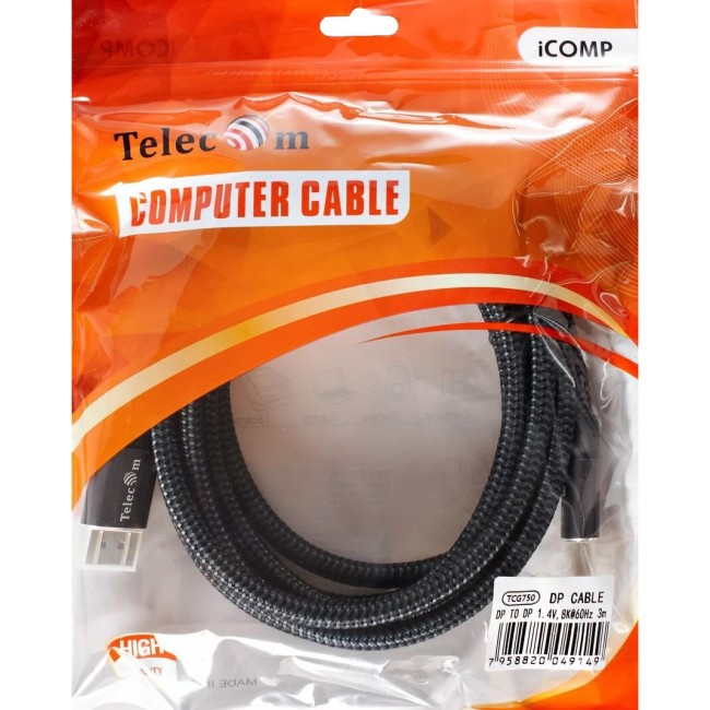 Кабель соединительный DP-DP 1.4V 8K@60Hz 3м, Telecom Pro <TCG750-3M> VCOM TCG750-3M Кабель соединительный DP-DP 1.4V 8K@60Hz 3м, Telecom Pro <TCG750-3M> VCOM TCG750-3M