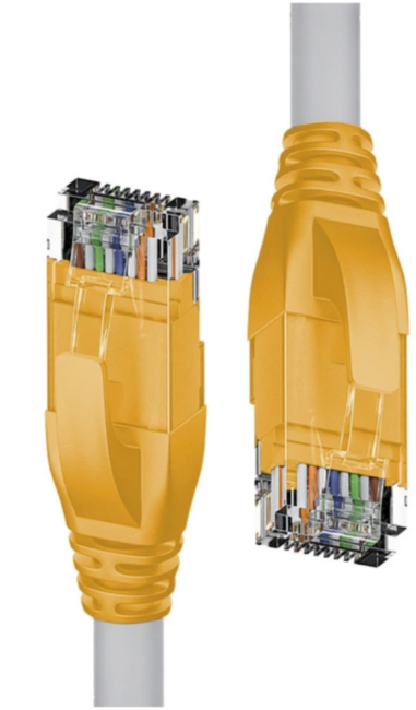 Патч-корд прямой 0.5m UTP кат.5e, серый, желтые коннекторы, 24 AWG, литой, ethernet high speed 1 Гбит/с, RJ45, T568B 4PH 4PH-R90022