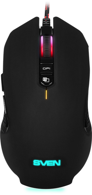 Игровая мышь SVEN RX-G955 USB (7+1кл. 200-4000 DPI, ПО, Soft Touch, подсветка) Sven RX-G955