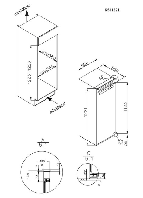 Встраиваемый холодильник KORTING Korting KSI 1221