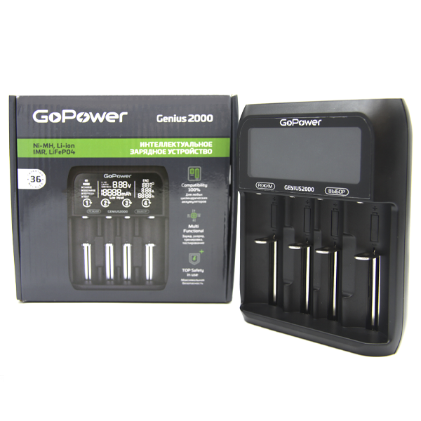 З/У для аккумуляторов GoPower Genius2000 Ni-MH/Ni-Cd/Li-ion/IMR/LiFePO4 4 слота (1/40) З/У для аккумуляторов GoPower Genius2000 (00-00017019) З/У для аккумуляторов GoPower Genius2000 Ni-MH/Ni-Cd/Li-ion/IMR/LiFePO4 4 слота (1/40) З/У для аккумуляторов GoPower Genius2000 (00-00017019)
