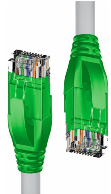 Патч-корд прямой 0.5m UTP кат.5e, серый, зеленые коннекторы, 24 AWG, литой, ethernet high speed 1 Гбит/с, RJ45, T568B 4PH 4PH-R90024