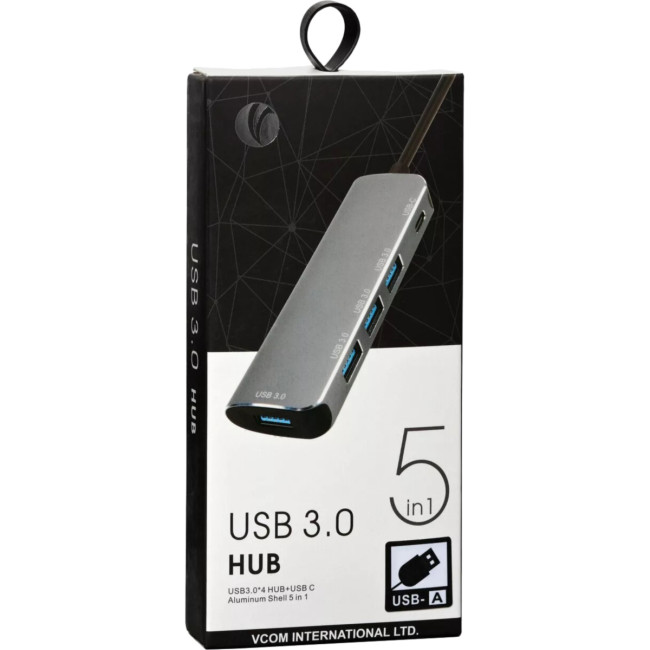 Адаптер концентратор Type-C --> 4 port USB3.0 HUB+PD, Alum Shell  VCOM <CU4383> VCOM CU4383