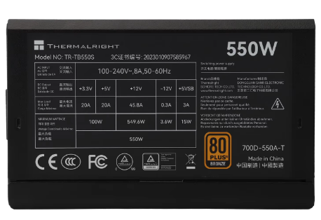 Блок питания 550W Thermalright TR-TB550S 550W 80+ Bronze