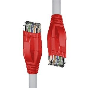 Патч-корд прямой 1.0m UTP кат.5e, серый, красные коннекторы, 24 AWG, литой, ethernet high speed 1 Гбит/с, RJ45, T568B 4PH 4PH-R90027