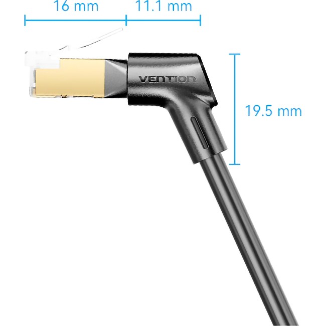 Патч-корд Vention прямой STP cat.8, RJ45 угол 360 - 2м. Черный Vention IKLBH