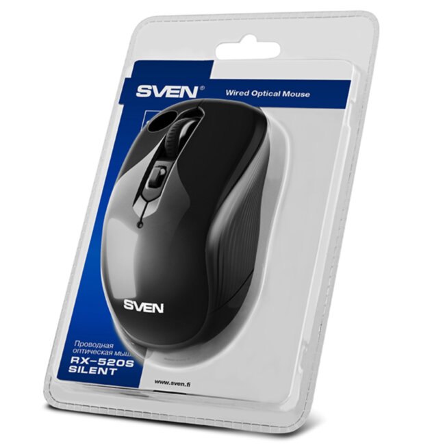 Мышь SVEN RX-520S USB чёрная (бесшумн. клав, 5+1кл. 3200DPI) Sven RX-520S Мышь SVEN RX-520S USB чёрная (бесшумн. клав, 5+1кл. 3200DPI) Sven RX-520S
