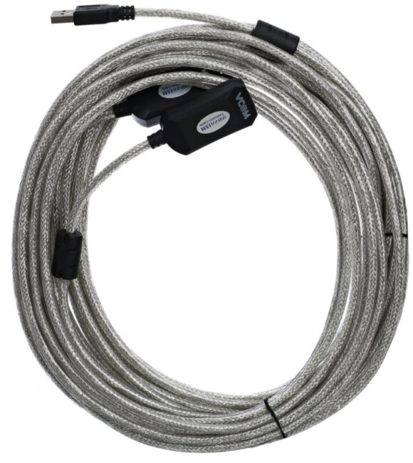 Кабель-адаптер USB2.0-repeater, удлинительный активный <Am-->Af> 15м VCOM <VUS7049-15M> VCOM USB 2.0 Type-AM - USB 2.0 Type-AF 15м