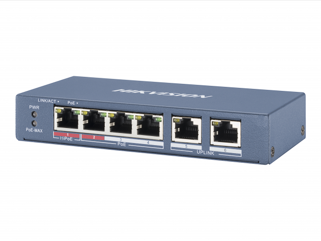 4 RJ45 100M PoE с грозозащитой 6кВ; 2 Uplink порт 10/100M Ethernet: 802.3af/at/bt1 порт поддерживает HiPoE 60Вт; бюджет PoE 60Вт; поддержка режима передачи до 250м10Мб/с CAT5e; таблица MAC адресов на 2000 записей; пропускная способность 1.2Гб/с; 48 VAC ма