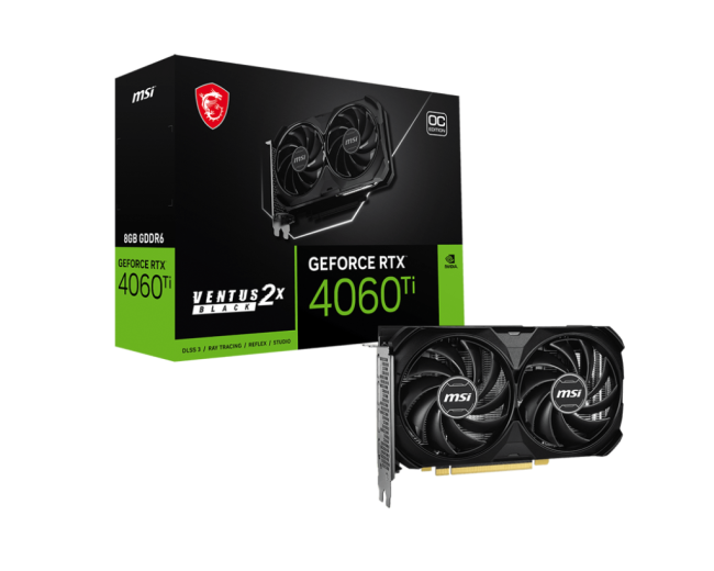 Видеокарта MSI GeForce RTX 4060 Ti 8G VENTUS 2X BLACK E1 OC Видеокарта MSI GeForce RTX 4060 Ti 8G VENTUS 2X BLACK E1 OC