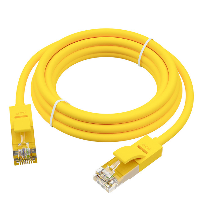 GCR Патч-корд прямой 4.0m UTP кат.5e, желтый, позолоченные контакты, 24 AWG, литой, GCR-LNC02-4.0m, ethernet high speed 1 Гбит/с, RJ45, T568B Greenconnect RJ45(m) - RJ45(m) Cat. 5e UTP 4м желтый