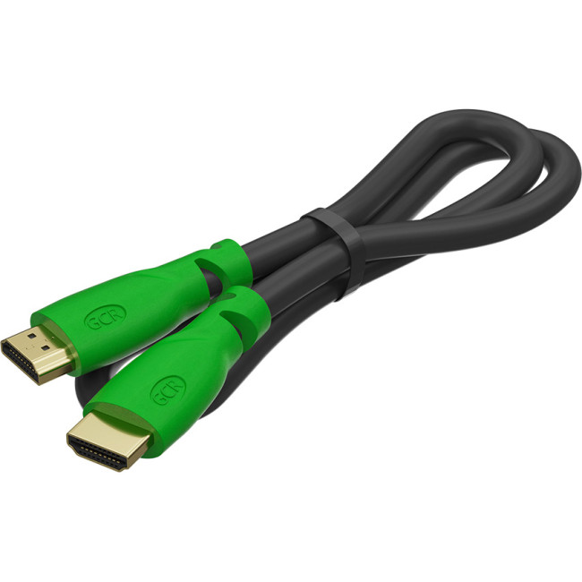 Greenconnect Кабель 1.0m, HDMI версия 2.0 HDR 4:2:2, Ultra HD, 4K 60 fps 60Hz/5K*30Hz, 3D, AUDIO, 18.0 Гбит/с, 28/28 AWG, OD7.3mm, тройной экран, черный, зеленые коннекторы, GCR-HM321-1.0m Greenconnect GCR-HM321-1.0m