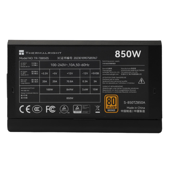 Блок питания 850W Thermalright TR-TB850S 850W 80+ Bronze Блок питания 850W Thermalright TR-TB850S 850W 80+ Bronze
