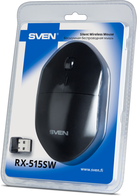 Беспроводная мышь SVEN RX-515SW чёрная (2,4 GHz, 3+1кн. бесш. кн., 800-1600DPI, блист) Sven RX-515SW