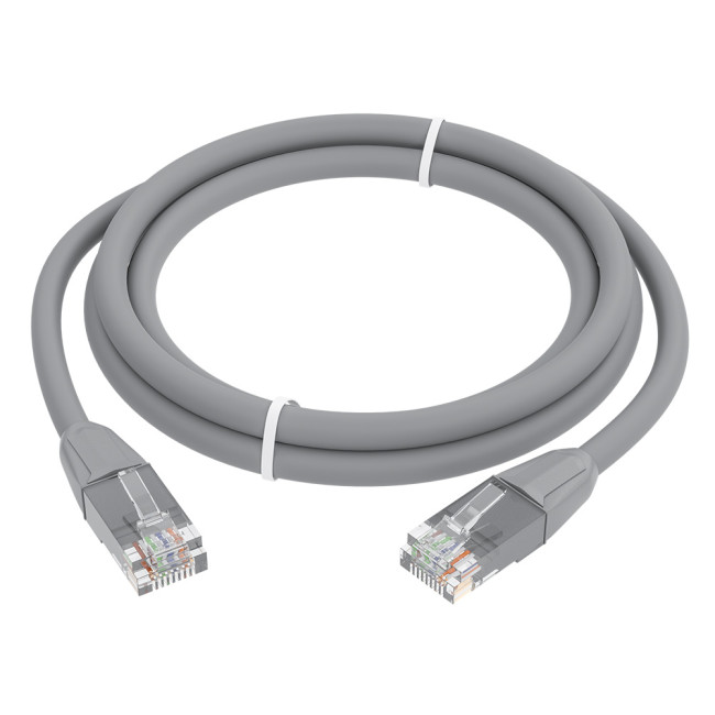 GCR Патч-корд прямой 2.0m LSZH UTP кат.6, серый, 24 AWG, литой без фиксатора, ethernet high speed, RJ45, T568B, GCR-52750 Greenconnect RJ45(m) - RJ45(m) Cat. 6 U/UTP LSZH 2м