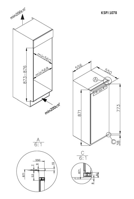 Встраиваемая морозильная камера KORTING Korting KSFI 1078