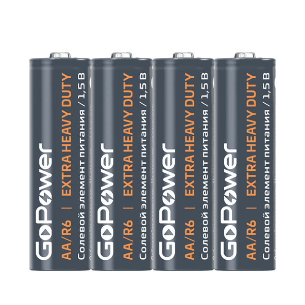 Батарейка GoPower R6 AA Shrink 4 Heavy Duty 1.5V (4/60/1200) Батарейка GoPower R6 AA (00-00015592) Батарейка GoPower R6 AA Shrink 4 Heavy Duty 1.5V (4/60/1200) Батарейка GoPower R6 AA (00-00015592)