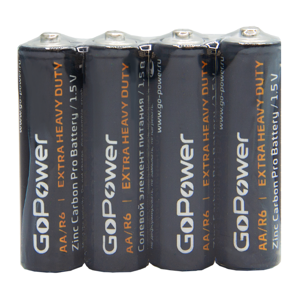 Батарейка GoPower R6 AA Shrink 4 Heavy Duty 1.5V (4/60/1200) Батарейка GoPower R6 AA (00-00015592) Батарейка GoPower R6 AA Shrink 4 Heavy Duty 1.5V (4/60/1200) Батарейка GoPower R6 AA (00-00015592)