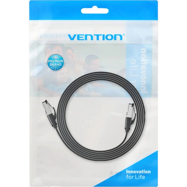 Патч-корд Vention прямой SFTP cat.8 RJ45 - 2м. Плоский Vention IKQBH Патч-корд Vention прямой SFTP cat.8 RJ45 - 2м. Плоский Vention IKQBH