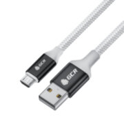 GCR QC Кабель 1.5m MicroUSB, быстрая зарядка, белый нейлон, AL корпус черный, белый ПВХ, 28/24 AWG, GCR-53269 Greenconnect GCR-53269