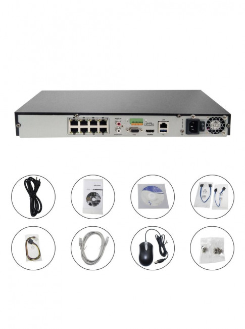 8-ми канальный IP-видеорегистратор c PoE Hikvision DS-7608NI-K2/8P