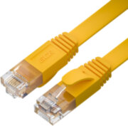 GCR Патч-корд PROF плоский прямой 2.0m, UTP медь кат.6, желтый, 30 AWG, ethernet high speed 10 Гбит/с, RJ45, T568B, GCR-52827 Greenconnect RJ45(m) - RJ45(m) Cat. 7 F/FTP LSZH 2м