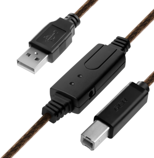 Greenconnect Кабель USB 2.0 с активным усилителем сигнала 5.0m  AM/BM, 28/24 AWG экран, армированный, морозостойкий, разъём для доп.питания, черно-прозрачный, GCR-UPC3M1-BD2S-5.0m Greenconnect  USB 2.0 Type-AM - USB 2.0 Type-BM 5м