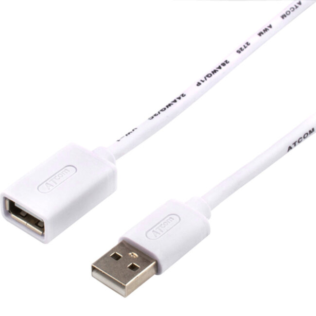 Удлинитель USB 5 m (Am <=> Af, 2 феррита, белый) ATcom AT4717 Удлинитель USB 5 m (Am <=> Af, 2 феррита, белый) ATcom AT4717