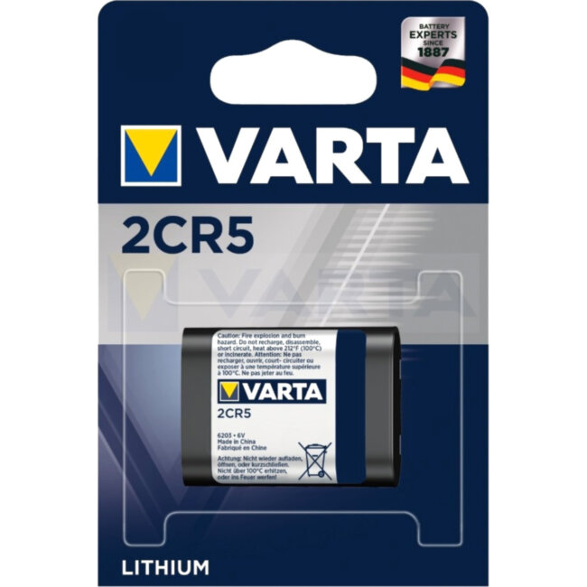 Батарейка Varta 2CR5 BL1 Lithium 6V (6203) (1/10/100) (1 шт.) Varta LITHIUM 2CR5 (06203301401)