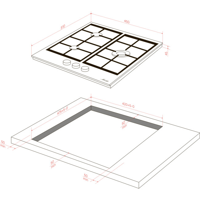 Варочная поверхность MONSHER Monsher MGG 43 Blanc