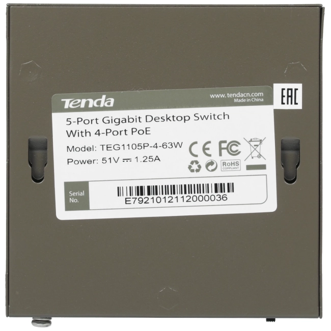Коммутатор Tenda TEG1105P-4-63W Коммутатор Tenda TEG1105P-4-63W