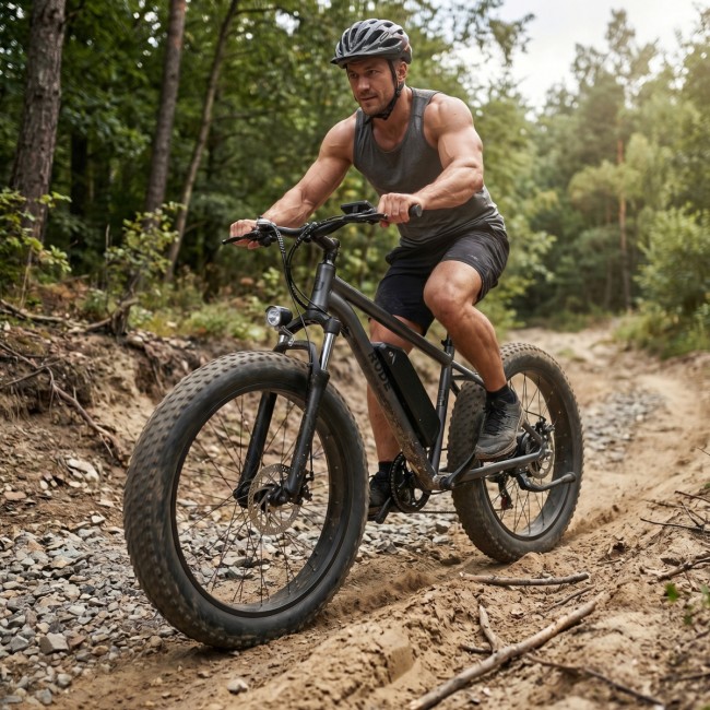 Электровелосипед Rude, ATB A3 series, model A3-A3Hxx, 26" wheels, FAT tires, Aluminum frame, 350W motor, 13A*h battery, disc brakes. Rude A3-A3HGM