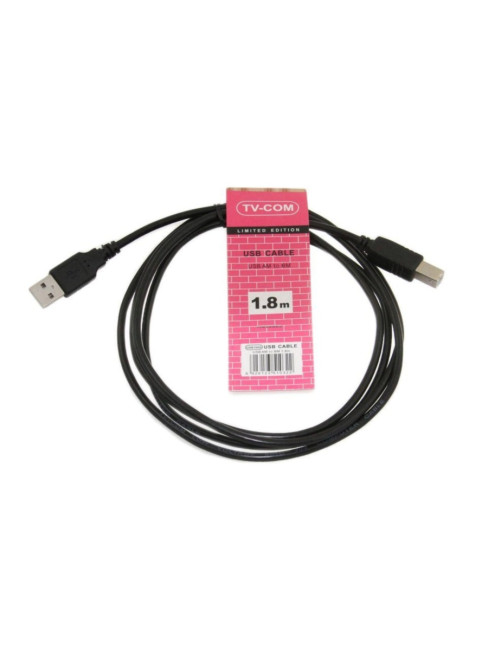 Кабель USB2.0  A-->B 1,8м TV-COM <USB100G-1.8M> TV-COM USB 2.0 Type-AM - USB 2.0 Type-BM 1.8м