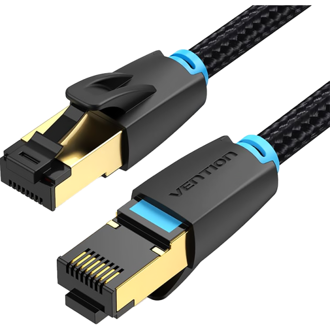 Патч-корд Vention прямой SFTP cat.8 RJ45 - 8м. Черный Тканевая оплетка Vention IKGBK Патч-корд Vention прямой SFTP cat.8 RJ45 - 8м. Черный Тканевая оплетка Vention IKGBK