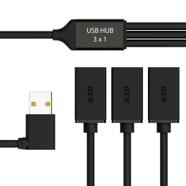 Greenconnect USB 2.0 Хаб гибкий 0.35m для 3-х устройств одновременно, двусторонний угловой AM / 3 х AF, черный, GCR-51545 Greenconnect GCR-51545 Greenconnect USB 2.0 Хаб гибкий 0.35m для 3-х устройств одновременно, двусторонний угловой AM / 3 х AF, черный, GCR-51545 Greenconnect GCR-51545