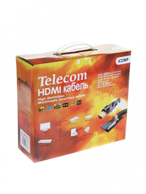 Кабель HDMI-19M --- HDMI-19M ver 2.0+3D/Ethernet,2 фильтра 20m Telecom <TCG200F-20M> Telecom HDMI (m) - HDMI (m) 20м