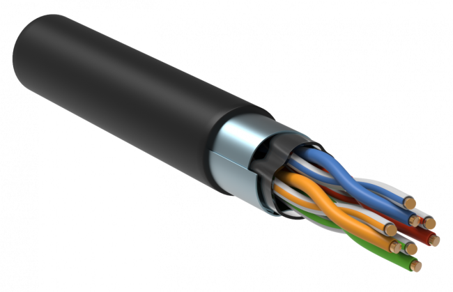 Кабель связи витая пара F/UTP, кат.5E 4х2х24AWG solid, LDPE, 305м, черный ITK LC3-C5E04-339