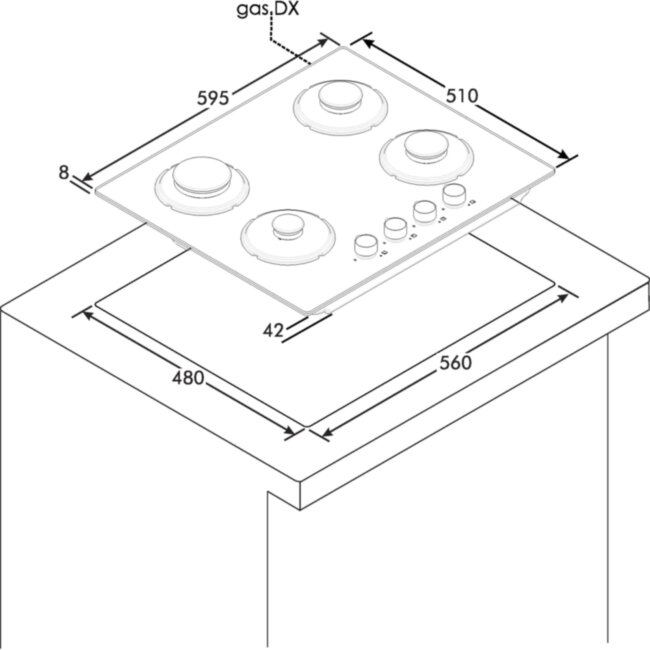 Встраиваемая газовая панель CANDY Встраиваемая газовая варочная панель Candy Timeless CVW6BB