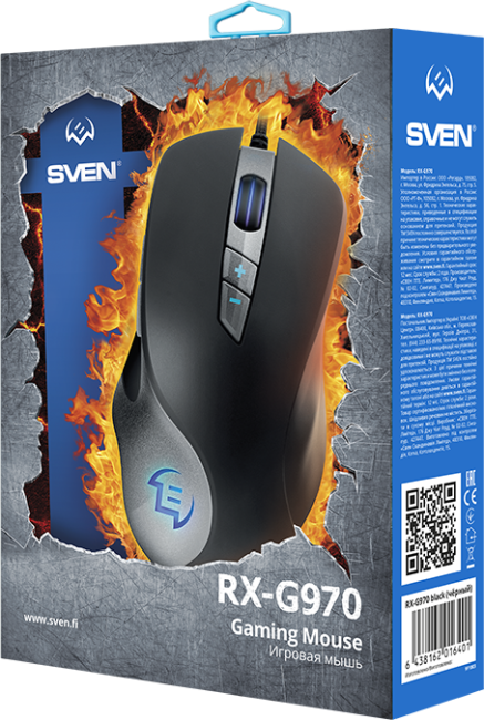 Игровая мышь SVEN RX-G970 USB (6+1кл. 500-4000 DPI, ПО, SoftTouch, подсветка) Sven RX-G970 USB