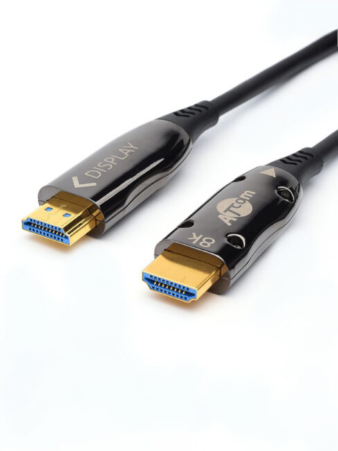 Кабель HDMI 30 м (HIGH speed, Metal gold,  Optical) 8K VER 2.1 ATcom HDMI 2.1 (m) - HDMI 2.1 (m) 30 м
