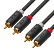 GCR Кабель 0.5m аудио 2 х RCA / 2 х RCA, GOLD, черный Greenconnect GCR-51109