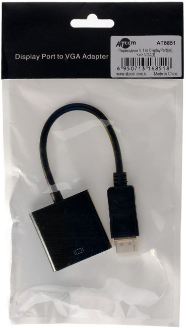 Переходник 0.1 м DisplayPort(m) <=> VGA(f) ATcom DisplayPort (m) - VGA (f) 0.1 м