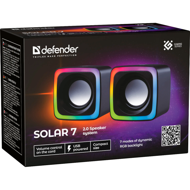 Defender Акустическая 2.0 система Solar 7 6Вт, подсветка, питание от USB Defender Solar 7 Defender Акустическая 2.0 система Solar 7 6Вт, подсветка, питание от USB Defender Solar 7