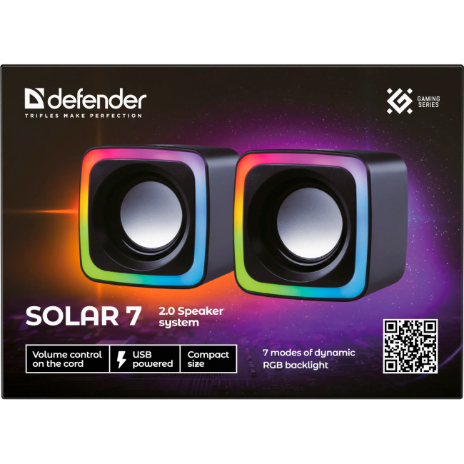Defender Акустическая 2.0 система Solar 7 6Вт, подсветка, питание от USB Defender Solar 7 Defender Акустическая 2.0 система Solar 7 6Вт, подсветка, питание от USB Defender Solar 7