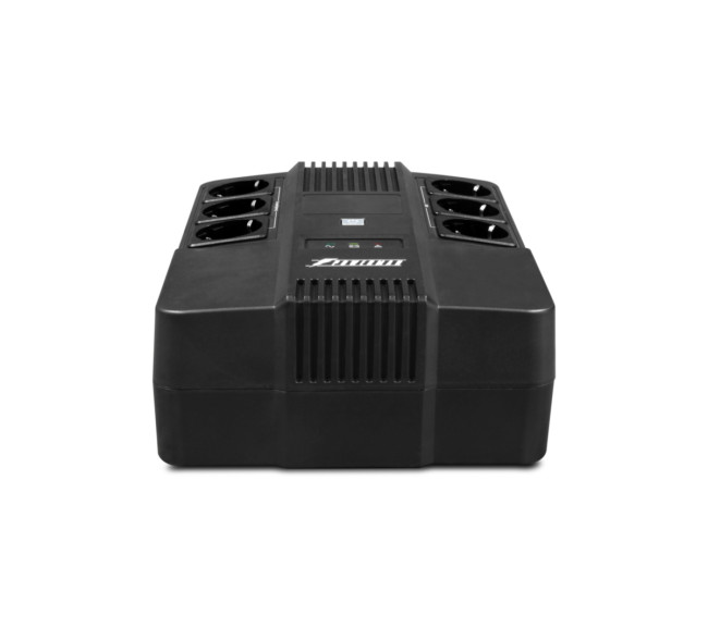 ИБП POWERMAN Brick 600, линейно-интерактивный, 600ВА, 360Вт,   3 евророзетки с резервным питанием, 3 евророзетки с фильтрацией, защита RJ45/RJ11, батарея 12В 7Ач 1 шт.,  293мм х 202мм х 93мм, 4.5 кг. Powerman Brick 600