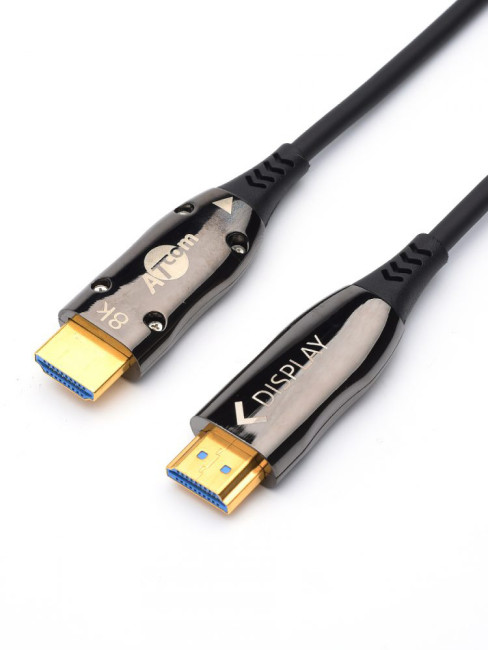 Кабель HDMI 50 м (HIGH speed, Metal gold,  Optical) 8K VER 2.1 ATcom HDMI 2.1 (m) - HDMI 2.1 (m) 50 м