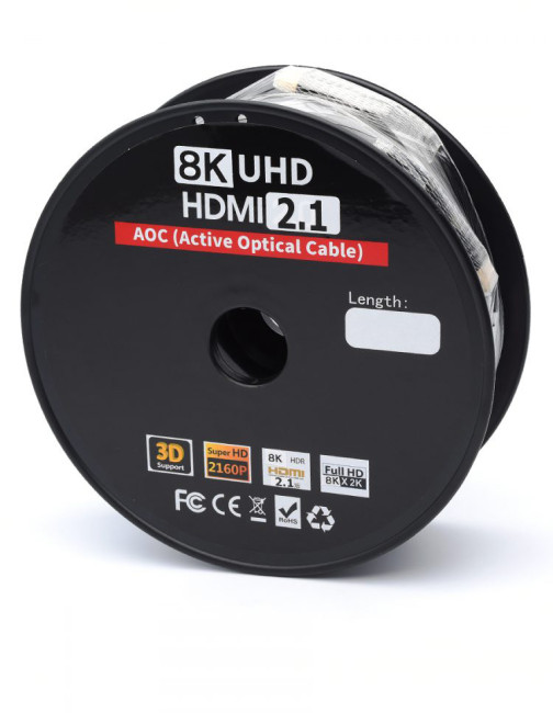 Кабель HDMI 50 м (HIGH speed, Metal gold,  Optical) 8K VER 2.1 ATcom HDMI 2.1 (m) - HDMI 2.1 (m) 50 м