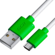 GCR Кабель 3.0m MicroUSB, белый,  зеленые коннекторы, быстрая зарядка, 28/24 AWG, GCR-53229 Кабель Greenconnect 3 м (GCR-53229)